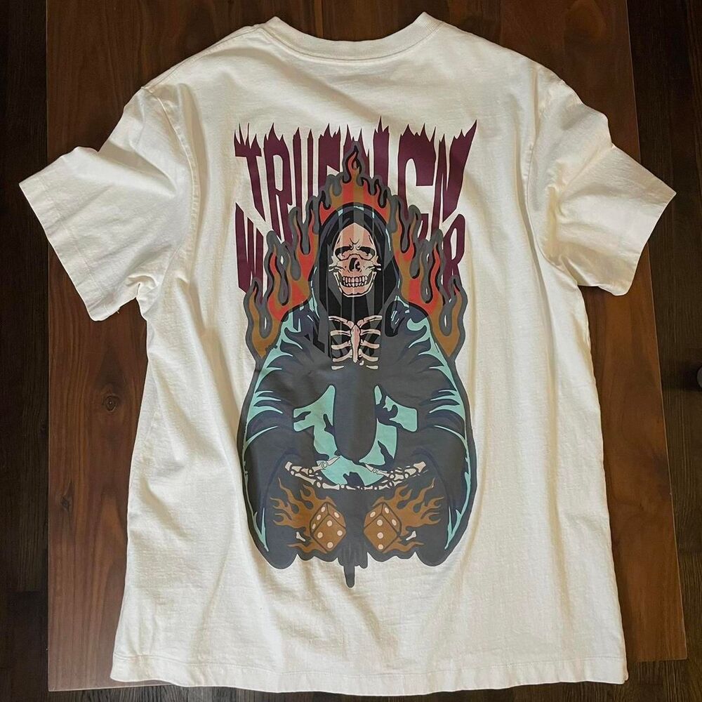 True Religion Grim Reaper Logo Graphic Off-White T-Shirt XL